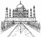 Taj Mahal Coloring India Agra Sketch Netart Drawing Pages Color Bollywood Site sketch template