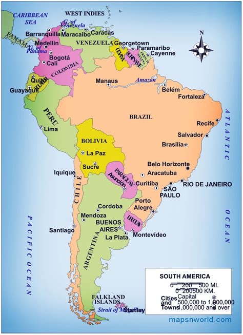 political map  south america