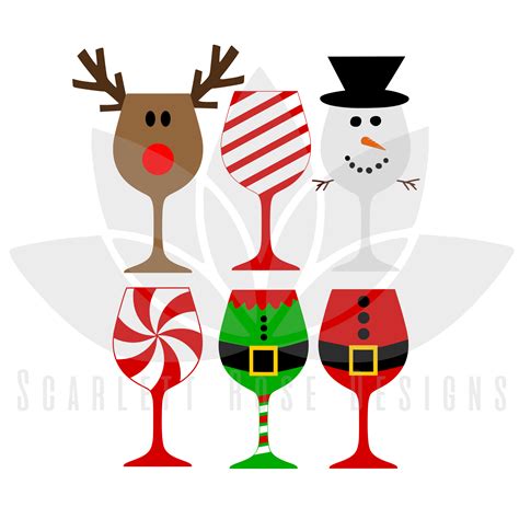 Christmas Svg Christmas Wine Glasses Cut File Scarlett