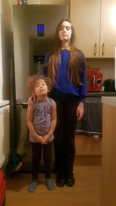 meet britain s tallest sisters a 5ft 8in 11 year old and 3ft 9in three year old sibling