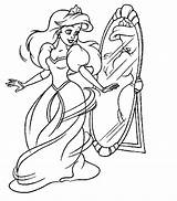 Princess Coloring Printable Ariel Disney Mirror Looking Colouring Mermaid Little sketch template