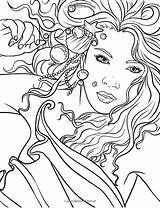 Coloring Pages Mermaids Selina Fenech Adult Fantasy Mermaid Colouring Artist Fairy Dragon Printable Mystical Myth Elf Mythical Legend Diane Martin sketch template