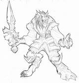 Warcraft Coloring Pages Worgen Printable Alliance Character Werewolf Drawings Concept Elf Fantasy Wow Coloriage Colorier Anime Imprimer Playable Cataclysm Confirmed sketch template