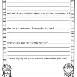 editable student information sheet  kindergarten