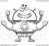 Robot Evil Cartoon Coloring Clipart Pages Robots Outlined Vector Thoman Cory Royalty Template sketch template