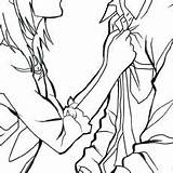 Anime Couple Kissing Easy Coloring Pages Drawing Clipartmag Holding Hands sketch template