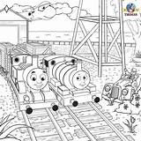 Thomas Coloring Train Engine Color Pages Friends Tank Steam Sheets Drawing Percy Activity Printable Kids Rail Print Railroad Book Port sketch template