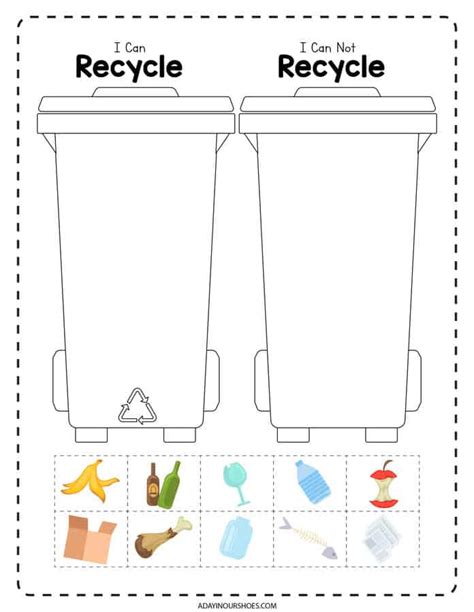 recycling worksheet  kindergarten