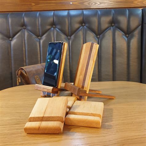 wooden telephone stand phone holder smartphone stand  wood etsy