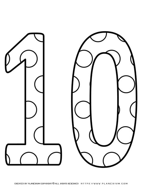 coloring page number pattern ten planerium