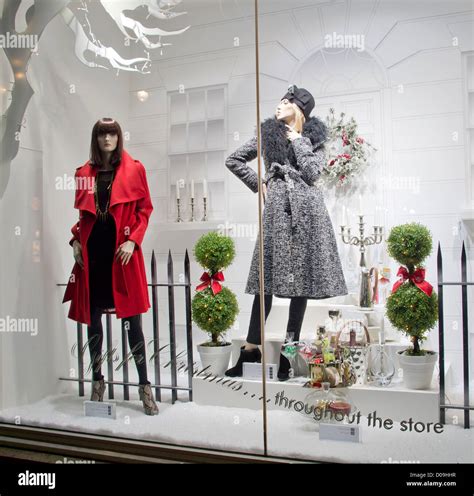 christmas shop window display  womens fashion  fenwicks stock photo