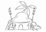 Hut Tiki Coloring Drawing Torches Pages Color Printable Simple Torch Kids Hawaiian Themed Categories sketch template