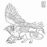 Mythical Griffin Creatures Greif Grifone Lineart Hipogrifo Griffon Fantasy Chimera Gryphon Sugarpoultry Fabelwesen Dragons Myth sketch template
