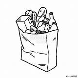 Grocery Drawing Bag Paper Paintingvalley Vector Food Drawings Inside sketch template