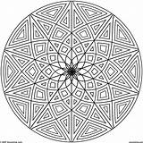 Stern Mosaic Schwer Symmetry Dreiecke Kreis Geometrische Rundes Mitte Coloringhome Malen sketch template