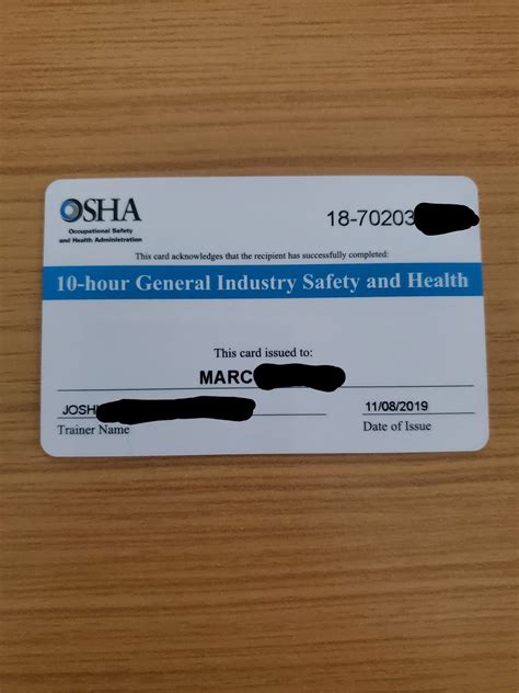 finished  osha  class  months      card today