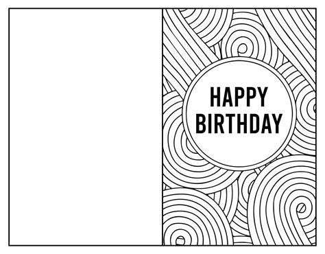 printable folding birthday card black  white happy birthday