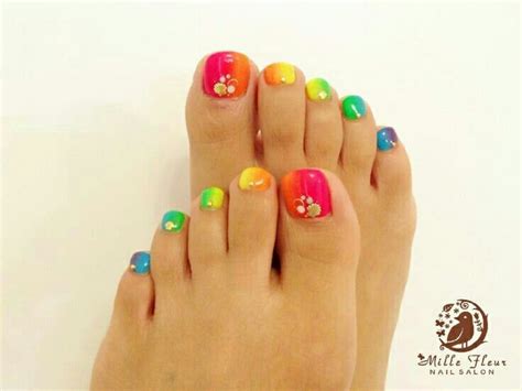 rainbow  color rainbow toe nails toe nails rainbow nails