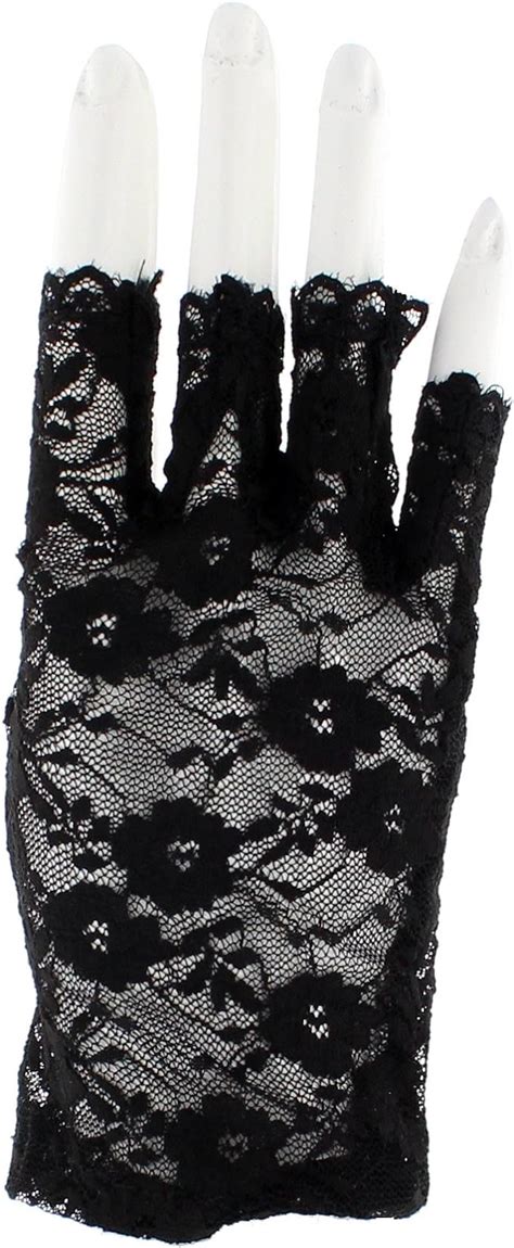 fingerless lace gloves for 80s fancy dress accessory black by
