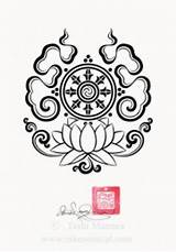 Lotus Tattoo Dharma Wheel Clouds Buddhist Tattoos Symbols Designs Tibetan Visit Flower Drawing Meaning Chinese sketch template