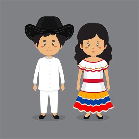 couple characters wearing venezuelans national dress  vector art  vecteezy