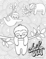 Sloth Adults Mandala Sloths Partyandbright sketch template