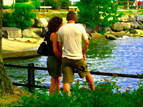 summer lovers romantic couple at waters edge lachine canal montreal