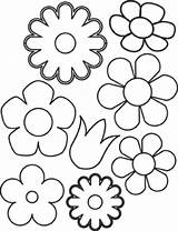 Flower Coloring Pages Print Printable Flowers Colouring Simple Spring Shape Choose Board Book sketch template