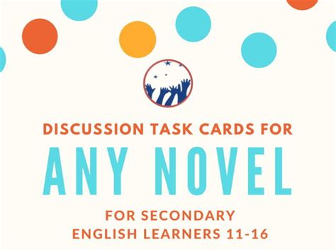 discussion task cards for any novel pdf version teaching resources