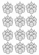 Coloring Adult Mosaique Cupcakes Pages Cakes Cup Printable Color Mosaic Basic Cute sketch template