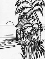 Sunset Beach Drawing Coloring Pages Getdrawings sketch template