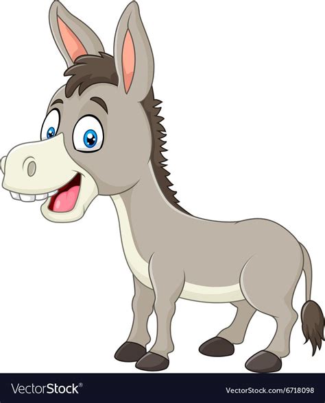 illustration  cartoon happy donkey isolated  white background