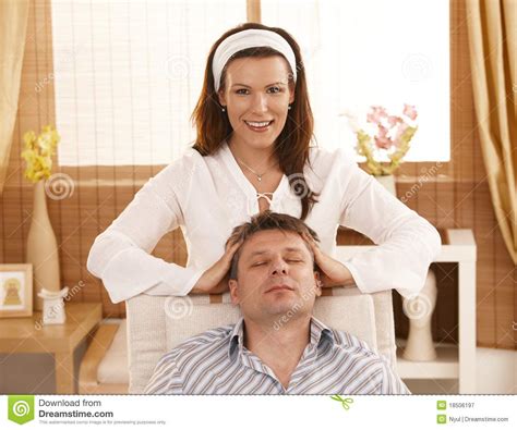 Man Getting Relaxing Head Massage Royalty Free Stock