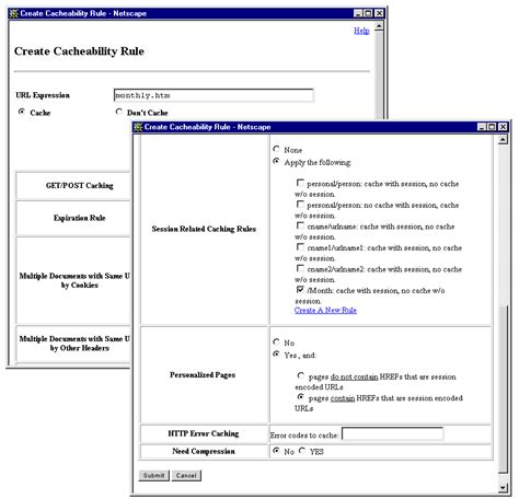 creating rules  cached content