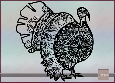 turkey mandala turkey svg turkey monogram turkey digital file etsy