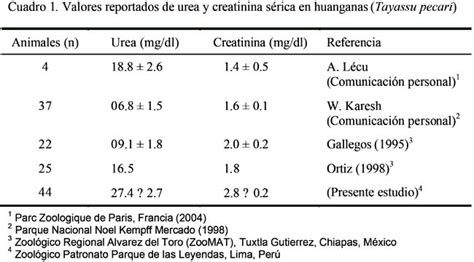 niveles referenciales séricos de urea y creatinina en