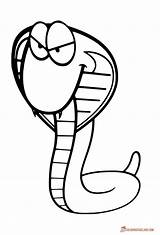 Coloring Pages Snake Printable Line Downloadable Sheets Reptiles Snakes Cobra Cartoon Angry sketch template