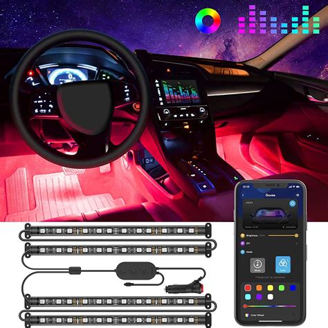 govee car led strip light interior car lights upgraded   design waterproof pcs  led