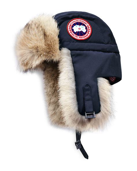 Canada Goose Coyote Fur Aviator Hat In Navy Blue Lyst