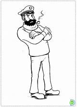 Coloriage Tintin Dinokids Haddock Capitaine Laguerche Imprimer sketch template