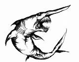 Shark Goblin Sharks Frilled Escura Animais sketch template