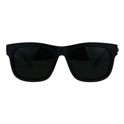 kush dark black lens sunglasses wood textured square rectangular frame