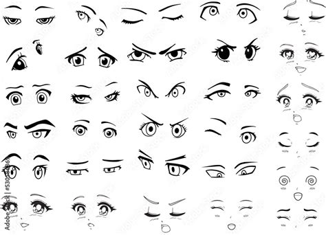 set  cartoon anime eyes anime style expressions kawaii cute eyes