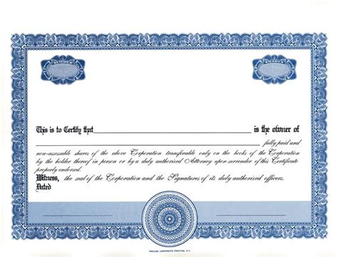 stock certificate template  printable documents