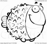 Blowfish Clipart Happy Cartoon Bored Outlined Coloring Vector Thoman Cory Royalty sketch template