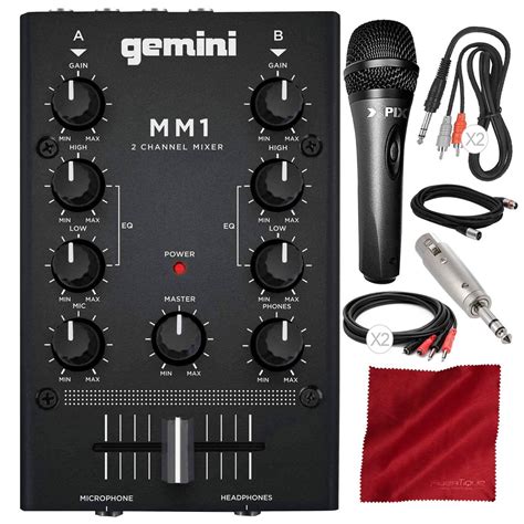 gemini mm  channel compact mixer  xpix studio condenser microphone cables  deluxe