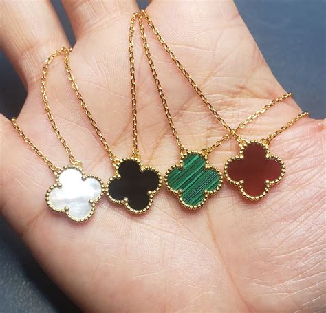 mm clover necklace   colors  gold plated etsy