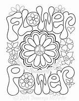Coloring Pages Flower 70s Color Printable Peace Power Sheets Kids 60s Disco Adult Thaneeya Hippie Mcardle Book Template Books Getcolorings sketch template