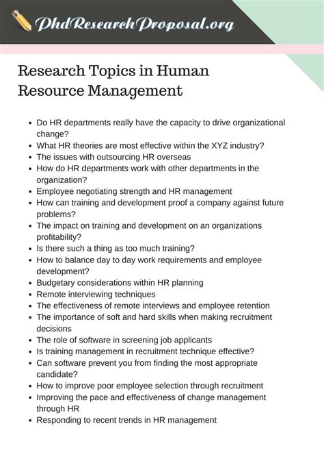 research proposal topics  human resource management  phd
