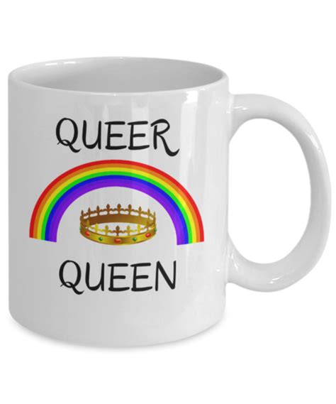 Queer Queen Lgbt Coffee Mug Funny Rainbow Flag Crown Gay Lesbian